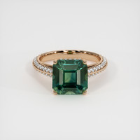 5.64 Ct. Greenish Blue Sapphire Ring, 18K Rose Gold 1