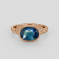 3.03 Ct. Greenish Blue Sapphire Ring, 14K Rose Gold 1