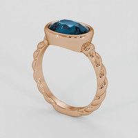 3.03 Ct. Greenish Blue Sapphire Ring, 14K Rose Gold 2