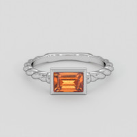 1.41 Ct. Orange Hessonite Garnet Ring, 18K White Gold 1