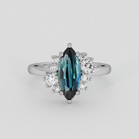 2.02 Ct. Greenish Blue Sapphire Ring, Platinum 950 1