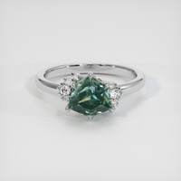 2.44 Ct. Bluish Green Sapphire Ring, Platinum 950 1