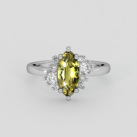 1.18 Ct. Greenish Yellow Sapphire Ring, Silver 1