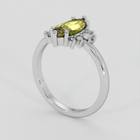 1.18 Ct. Greenish Yellow Sapphire Ring, Silver 2