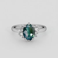 1.67 Ct. Bluish Green Sapphire Ring, 10K White Gold 1