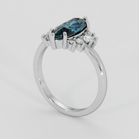2.02 Ct. Greenish Blue Sapphire Ring, 10K White Gold 2