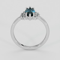 0.90 Ct. Greenish Blue Sapphire Ring, 10K White Gold 3
