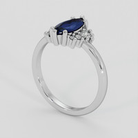 0.83 Ct. Blue Sapphire Ring, 14K White Gold 2