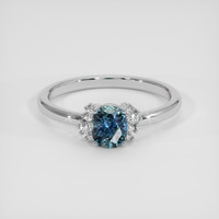 0.67 Ct. Greenish Blue Sapphire Ring, 14K White Gold 1