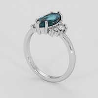 2.06 Ct. Greenish Blue Sapphire Ring, 14K White Gold 2