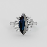 2.40 Ct. Blue Sapphire Ring, 14K White Gold 1