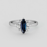 0.87 Ct. Blue Sapphire Ring, 18K White Gold 1