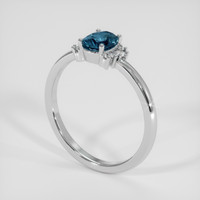 0.67 Ct. Greenish Blue Sapphire Ring, 18K White Gold 2