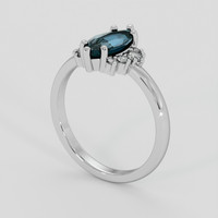 0.90 Ct. Greenish Blue Sapphire Ring, 18K White Gold 2