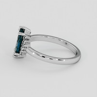 0.90 Ct. Greenish Blue Sapphire Ring, 18K White Gold 4