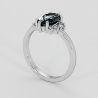 1.11 Ct. Bluish Grey Sapphire Ring, 18K White Gold 2