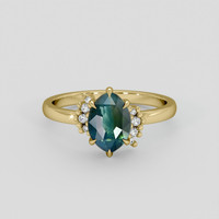 1.67 Ct. Bluish Green Sapphire Ring, 10K Yellow Gold 1
