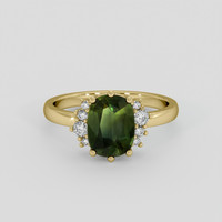 1.85 Ct. Green Sapphire Ring, 14K Yellow Gold 1