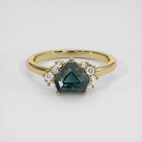 1.55 Ct. Bluish Green Sapphire Ring, 14K Yellow Gold 1