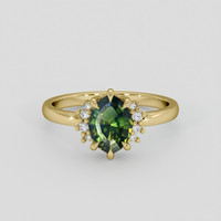 1.29 Ct. Yellowish Green Sapphire Ring, 14K Yellow Gold 1