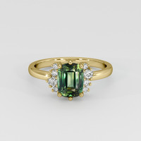 2.03 Ct. Yellowish Green Sapphire Ring, 14K Yellow Gold 1