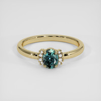 0.46 Ct. Bluish Green Sapphire Ring, 14K Yellow Gold 1