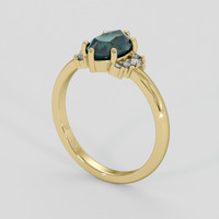 1.38 Ct. Bluish Green Sapphire Ring, 14K Yellow Gold 2