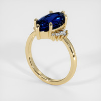 3.03 Ct. Blue Sapphire Ring, 18K Yellow Gold 2