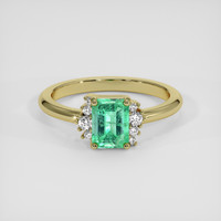 0.84 Ct. Emerald Ring, 18K Yellow Gold 1