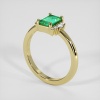 0.84 Ct. Emerald Ring, 18K Yellow Gold 2