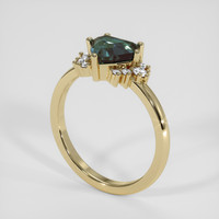 1.55 Ct. Bluish Green Sapphire Ring, 18K Yellow Gold 2