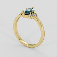 0.97 Ct. Bluish Green Sapphire Ring, 18K Yellow Gold 2