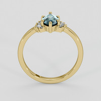 0.97 Ct. Bluish Green Sapphire Ring, 18K Yellow Gold 3