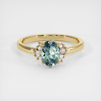 0.90 Ct. Greenish Blue Sapphire Ring, 18K Yellow Gold 1