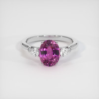 2.40 Ct. Pinkish Purple Sapphire Ring, 18K White Gold 1