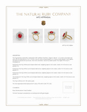 Ruby Ring 4.12 Ct., 18K Yellow Gold Appraisal