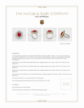 Ruby Ring 4.12 Ct., 14K Yellow White Appraisal