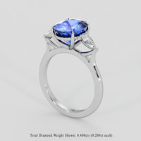2.52 Ct. Blue Sapphire Ring, 10K White Gold 2