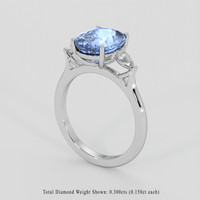 4.00 Ct. Blue Sapphire Ring, 14K White Gold 2