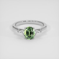 1.49 Ct. Green Sapphire Ring, 14K White Gold 1