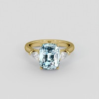 3.55 Ct. Blue Aquamarine Ring, 14K Yellow Gold 1