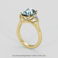 3.55 Ct. Blue Aquamarine Ring, 14K Yellow Gold 2
