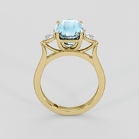 3.55 Ct. Blue Aquamarine Ring, 14K Yellow Gold 3