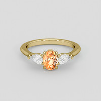 1.01 Ct. Peach Sapphire Ring, 14K Yellow Gold 1