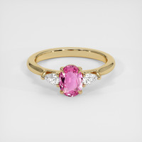 0.80 Ct. Pink Sapphire Ring, 18K Yellow Gold 1