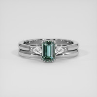 1.11 Ct. Bluish Green Sapphire Ring, Silver 1