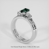 1.11 Ct. Bluish Green Sapphire Ring, Silver 2