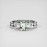 0.89 Ct. Green Sapphire Ring, 18K White Gold 1