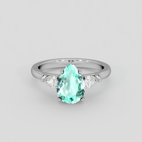 1.76 Ct. Bluish Green Paraiba Tourmaline Ring, Platinum 950 1