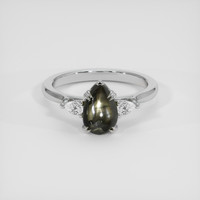 1.80 Ct. Black Sapphire Ring, 14K White Gold 1